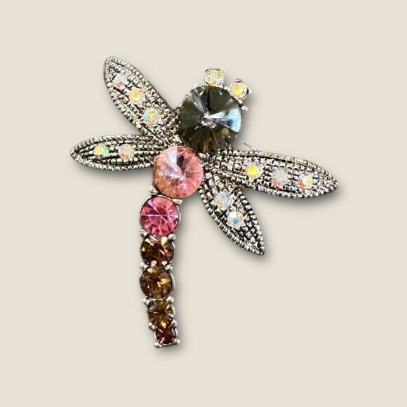 Lot Of 4 Dragonfly Brooch Pins With Rhinestones & Metallic Finishes - Picture 5 of 5